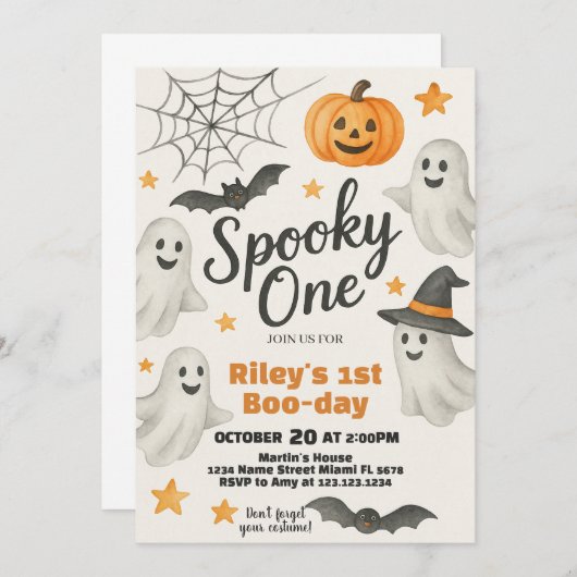 Onze kleine pompoen draait er een | 1e verjaardag  kaart (Voorkant / Achterkant)