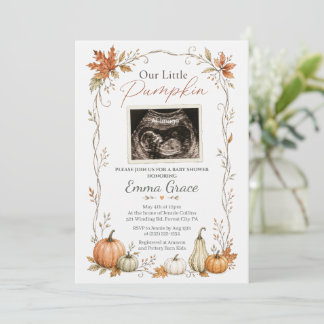 Onze Kleine Pompoen Echoscopie Baby Shower Uitnodi Kaart