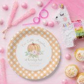 Onze kleine pompoen eerste verjaardag bloemenplaid papieren bordje (Feest)