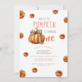 Onze kleine pompoen eerste verjaardag boog pompoen kaart (Voorkant)