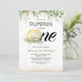 Onze kleine pompoen eerste verjaardag kaart (Staand voorkant)