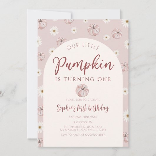 Onze kleine pompoen eerste verjaardag kaart (Voorkant)