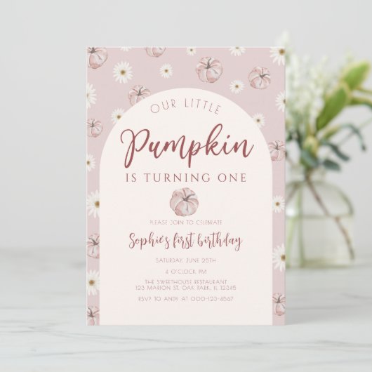 Onze kleine pompoen eerste verjaardag kaart (Staand voorkant)