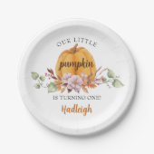 Onze kleine pompoen eerste verjaardag papieren bordje (Voorkant)