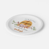 Onze kleine pompoen eerste verjaardag papieren bordje (Gekanteld)