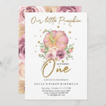 Onze kleine pompoen eerste verjaardag roze
