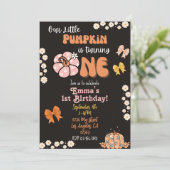 Onze kleine pompoen eerste verjaardag uitnodiging (Staand voorkant)