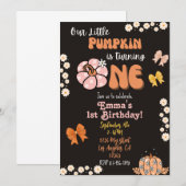 Onze kleine pompoen eerste verjaardag uitnodiging (Voorkant / Achterkant)