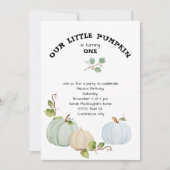 Onze kleine pompoen eerste verjaardag uitnodiging (Voorkant)