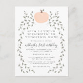 Onze kleine pompoen eerste verjaardag uitnodiging briefkaart (Voorkant)