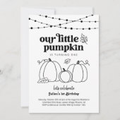 Onze kleine pompoen eerste verjaardagsfeestuitnodi kaart (Voorkant)
