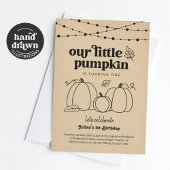 Onze kleine pompoen eerste verjaardagsfeestuitnodi kaart