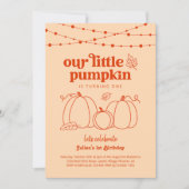 Onze kleine pompoen eerste verjaardagsfeestuitnodi kaart (Voorkant)
