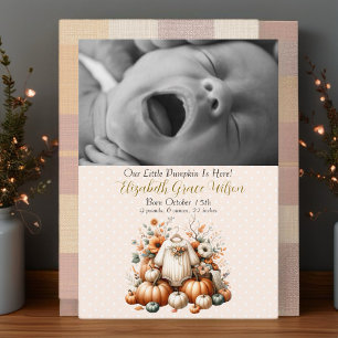 Onze kleine pompoen foto feestdagenkaart