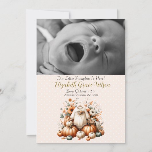 Onze kleine pompoen foto feestdagenkaart (Voorkant)