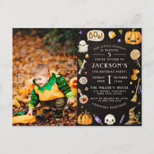 Onze kleine pompoen Foto van Cute Halloween Birt Uitnodiging Briefkaart