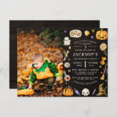 Onze kleine pompoen | Foto van Cute Halloween Birt Uitnodiging Briefkaart (Voorkant / Achterkant)