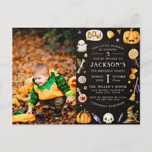 Onze kleine pompoen | Foto van Cute Halloween Birt Uitnodiging Briefkaart (Voorkant)