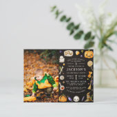 Onze kleine pompoen | Foto van Cute Halloween Birt Uitnodiging Briefkaart (Staand voorkant)