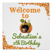 Onze kleine pompoen foto verjaardag welkom perfect poster (Voorkant)