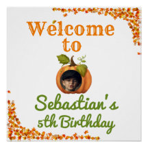 Onze kleine pompoen foto verjaardag welkom