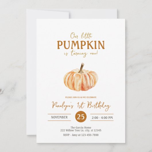 Onze kleine Pompoen Geslacht Neutrale herfst Verja Kaart (Voorkant)