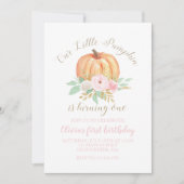 Onze Kleine Pompoen gouden en bloemige eerste verj Kaart (Voorkant)