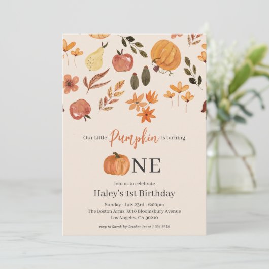 Onze kleine pompoen Herfst Baby 1e verjaardag Kaart (Staand voorkant)