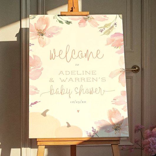 Onze kleine pompoen Herfst Baby shower welkomstbor Poster