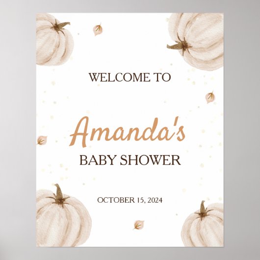Onze kleine pompoen Herfst Baby shower welkomstbor Poster (Voorkant)