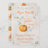 Onze kleine pompoen Herfst Birthday Party uitnodig Kaart (Voorkant / Achterkant)