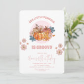 Onze kleine pompoen Herfst Bloemen 1e Verjaardag Kaart (Staand voorkant)