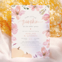 Onze Kleine Pompoen Herfst Bloemen Meisje Baby Sho
