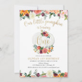 Onze kleine pompoen herfst bloemenbordeaux goud kaart (Voorkant)