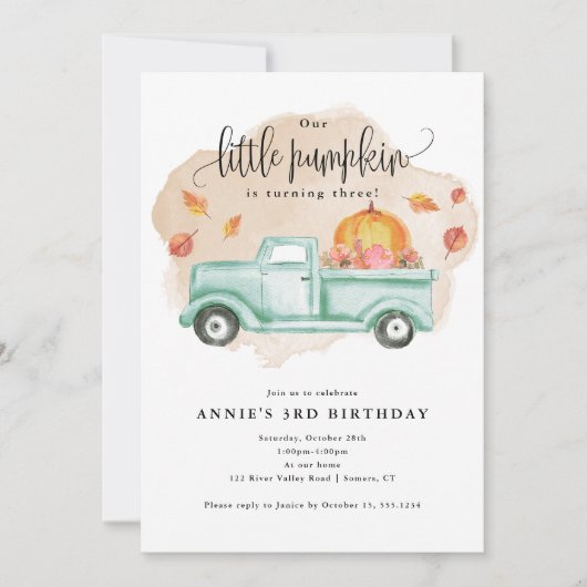 Onze kleine pompoen Herfst Boerderij vrachtwagen V Kaart (Voorkant)