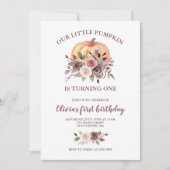 Onze kleine pompoen herfst eerste verjaardag Invi Kaart (Voorkant)