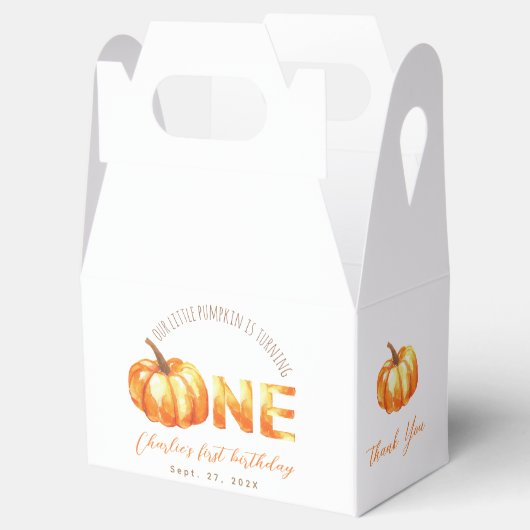 Onze kleine pompoen Herfst eerste verjaardag Water Bedankdoosjes (Geopend)