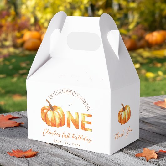 Onze kleine pompoen Herfst eerste verjaardag Water Bedankdoosjes