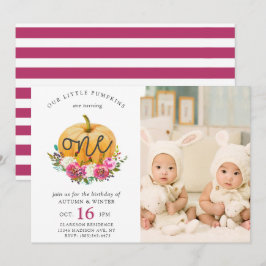 Onze kleine pompoen Herfst Floral 1 twinning Birth Kaart