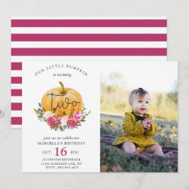 Onze kleine pompoen Herfst Floral 2e verjaardag Kaart