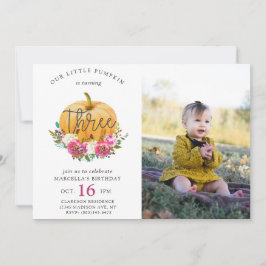 Onze kleine pompoen Herfst Floral 3e verjaardag Kaart