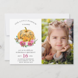 Onze kleine pompoen Herfst Floral 4e verjaardag Kaart