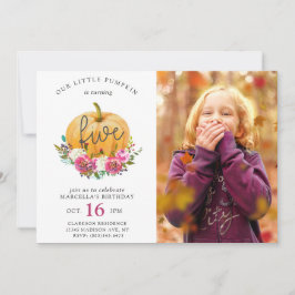 Onze kleine pompoen Herfst Floral 5 jaar Kaart