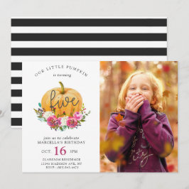 Onze kleine pompoen Herfst Floral 5 jaar Kaart