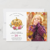 Onze kleine pompoen Herfst Floral 6e verjaardag Kaart (Voorkant)