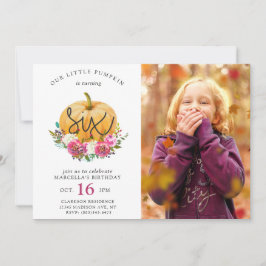 Onze kleine pompoen Herfst Floral 6e verjaardag Kaart