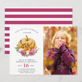 Onze kleine pompoen Herfst Floral 6e verjaardag Kaart