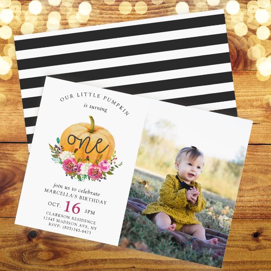 Onze kleine pompoen Herfst Floral Kaart