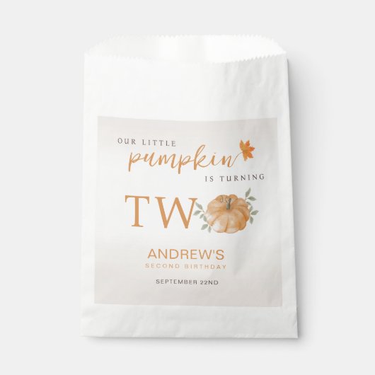 Onze Kleine Pompoen Herfst Herfst 2e Verjaardag Bedankzakje (Voorkant)