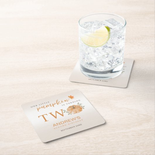 Onze Kleine Pompoen Herfst Herfst 2e Verjaardag Kartonnen Onderzetters (Insitu)